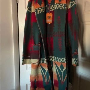 Polo Country Ralph Lauren Wool Southwestern Aztec Navajo Robe Jacket Coat Tribal